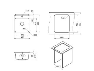 Мойка кухонная Granula Standart 4202, ЧЁРНЫЙ