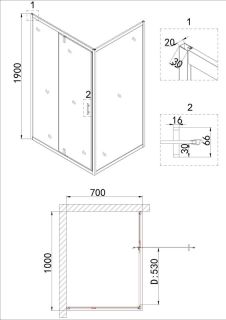 Душевая дверь Niagara NG-83-10AB 100см чёрный/прозрачное