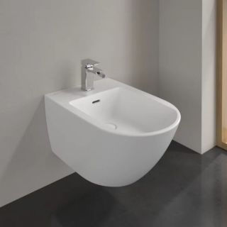Биде Villeroy Boch Subway 3.0 настенный, 375 x 560 mm, Stone White CeramicPlus 447000RW белый камень