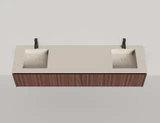 Подвесная тумба Salini Domino 27D220DIN 200см шпон гладкий фасад для двух встраиваемых раковин