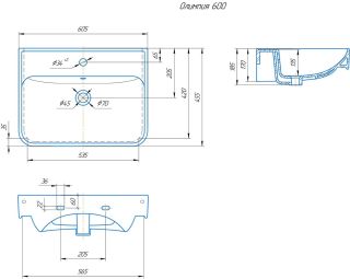 Мебельная раковина Kirovit Олимпия 4640021061152 60см белый