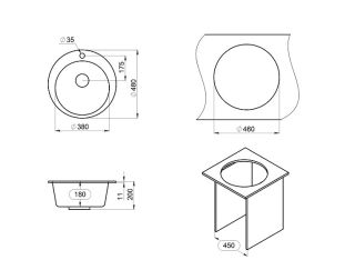 Мойка кухонная Granula 4801, БАЗАЛЬТ