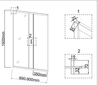 Душевая дверь Niagara NG-43-9AG 90см золото/прозрачное