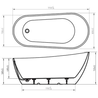 Акриловая ванна ArtMax AM-TITO-1700-780 170x80 см