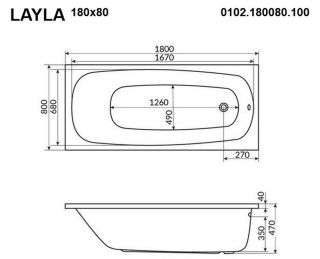 Гидромассажная ванна Whitecross Layla 0102.180080.100.LINE.BR 180x80см Line бронза