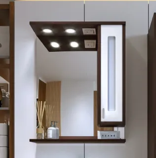 Зеркальный шкаф с подсветкой Бриклаер Бали 4627125411823 правый 62 см венге/белый