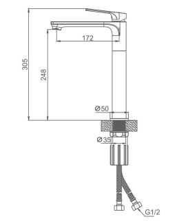 Высокий смеситель для раковины Splenka S30.15.09 графит