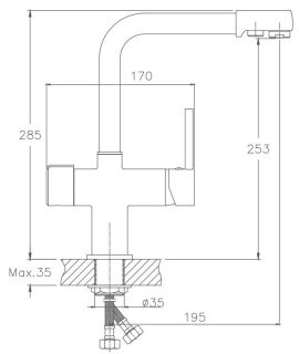 Смеситель для кухни Haiba HB70088-9 с подключением фильтра питьевой воды бежевый