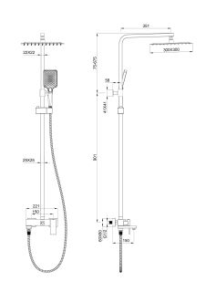 Душевая стойка Wonzon & Woghand Cube WW-88739016-MB чёрный матовый