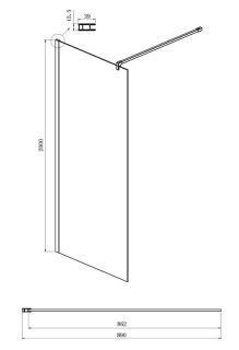 Душевая перегородка Ambassador Walk-in 15034128 90см хром/прозрачное с матовой полосой