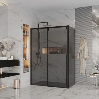 Душевой уголок Ambassador Intense 110022203IBB-110IBB 140x110см чёрный/тонированное