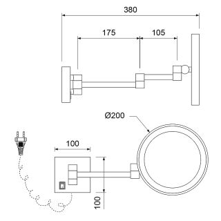 Косметическое зеркало Timo Luiro 18474/03 чёрный матовый