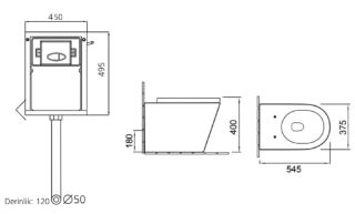 Комплект SantiLine SL-5020 + SL-02 приставной унитаз белый с бачком скрытого монтажа и клавишей смыва хром овал