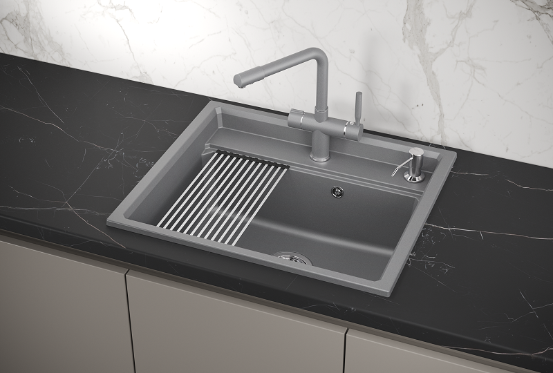 Мойка кухонная Granula Kitchen Space 6003, АЛЮМИНИУМ