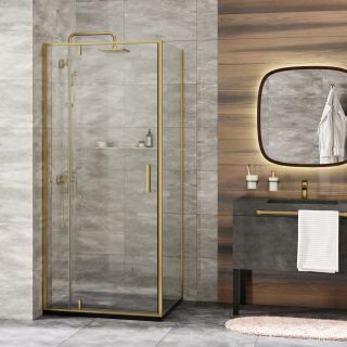 Душевой уголок Wasserkraft Aisch 100x100см золото 55P19