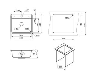 Мойка кухонная Granula Standart 5601, ЧЁРНЫЙ