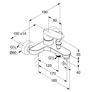 Смеситель для ванны Kludi X1 326910575 хром