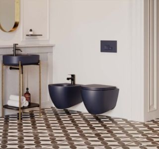 Подвесной унитаз Isvea Infinity 10NF02001SV-2Z безободковый крышка микролифт синий матовый