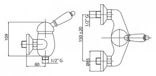 Смеситель для душа однорычажный, бронза Cezares ELITE-DM-02-Nc