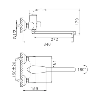 Смеситель для ванны и душа Frap F2270 хром