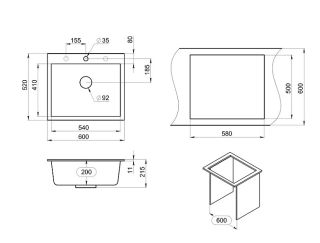Мойка кухонная Granula 6001, БАЗАЛЬТ