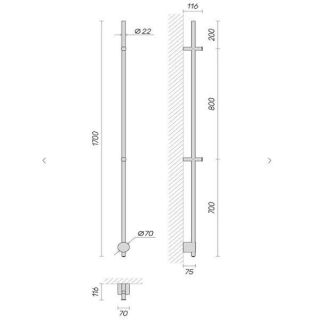 Электрический полотенцесушитель Broner Bruno BV.007.170.0000.S 170 см с кнопкой сатин