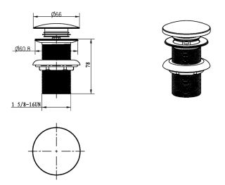 Донный клапан Boheme 612/2-MG с переливом золото матовое