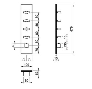 Встраиваемый термостат для душа Gessi Rettangolo 43028.706 чёрный