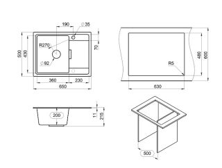 Мойка кухонная Granula 6503, АЛЮМИНИУМ
