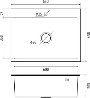 Мойка кухонная GranFest METAL 6545 PVD графит