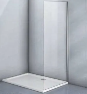 Боковая панель Veconi KP-06, 800х1950 хром, стекло прозрачное