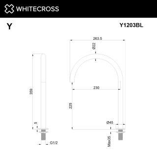 Излив отдельностоящий WHITECROSS Y1203BL чёрный матовый