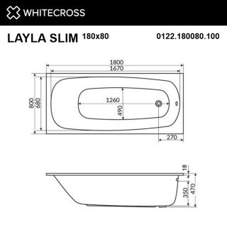 Гидромассажная ванна WHITECROSS Layla Slim 0122.180080.100.RELAX.CR 180x80 см Relax хром