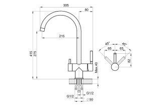 Смеситель для кухни Granula Kitchen Space 7104, СТАЛЬ САТИН