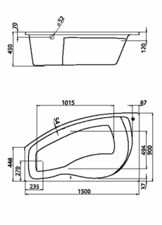 Santek Майорка 150х90 L асимметричная белая 1WH111984