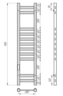 Полотенцесушитель электрический Laris Флавиа 73207656 левый П11 20x100см чёрный муар