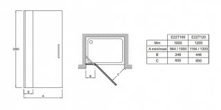 Душевая дверь Jacob Delafon CONTRA E22T100-GA 100*200