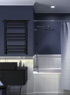 Полотенцесушитель водяной Indigo Brace LBCW100-50PBR с полкой 100x50 см чёрный муар