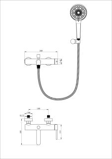 Смеситель для ванны с душем Wonzon & Woghand Stick WW-88639017-BG брашированное золото