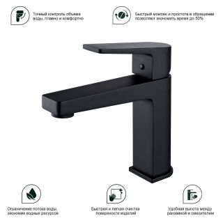 Смеситель для раковины Splenka S02.10.06 чёрный