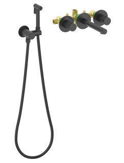 Смеситель встраиваемый для раковины Timo Saona 2383/03SM с гигиеническим душем чёрный