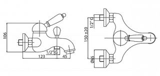 Однорычажный смеситель для ванны и душа, бронза Cezares VINTAGE-VM-02-Sw