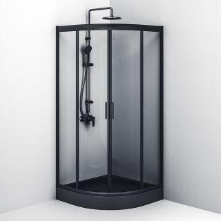 Душевой уголок Am.Pm Gem 90x90см чёрный матовый W90G-401-090BT