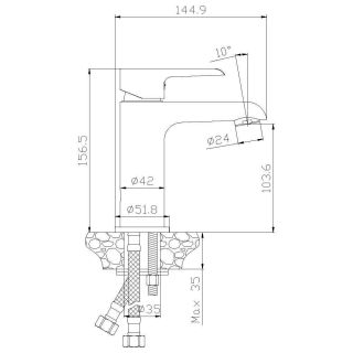 Смеситель для раковины Rossinka W35-12 Белый хром