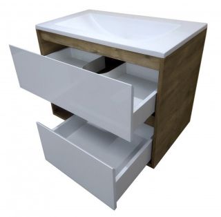 Подвесная тумба под раковину Эстет Monaco Wood ФР-00010672 90см два ящика белый/дуб рустикальный