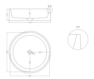 Накладная раковина Salini Gloria 01 S-Stone 1102201MRF 44см RAL полностью