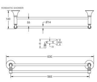 Полотенцедержатель Rose RG1227 63см хром