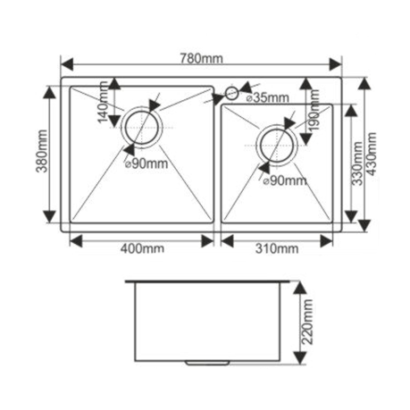 Мойка S7843H Melana ProfLine 3,0/220 сатин