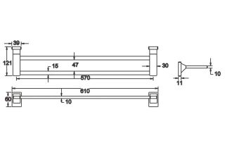 Полотенцедержатель Rose RG1627H 61см чёрный
