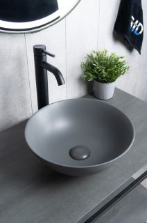 Раковина Gid 9081gnm 53404 накладная серая матовая 36x36x14